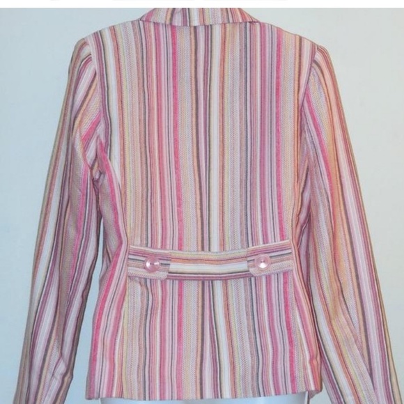 Dialogue Pink Textured Striped Career Blazer - Picture 2 of 4